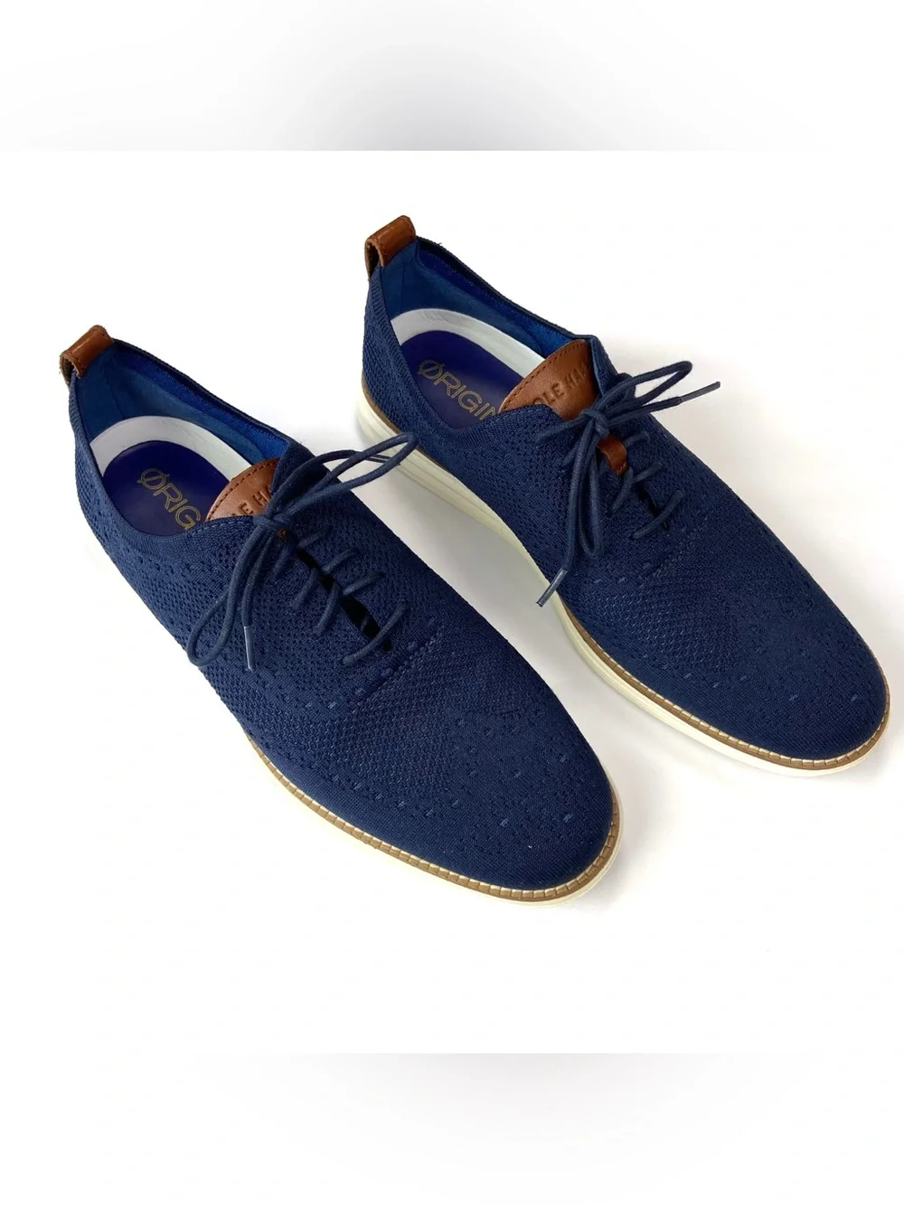 COLE HAAN Grand Evolution Stitchlite Oxford Navy Blue Work Classic 10 Mens Shoe